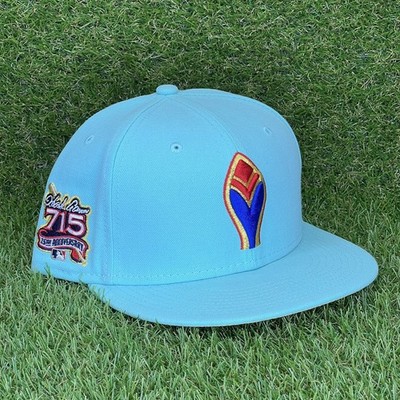 MYFITTEDS EXCLUSIVE ATLANTA BRAVES HANK AARON 715 ANNIVERSARY FEATHER FITTED HAT