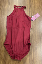 So Danca Tiler Peck Leotard Womens Large Burgundy High Neck Mesh Back TP150