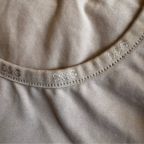D&G Underwear Beige Short Sleeve Stretch Top Brand Logo Details Size S - Picture 12 of 16