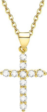 Boutique Choker Cross Necklace for Women  Girls - Dainty Gold Plated Silver Lay