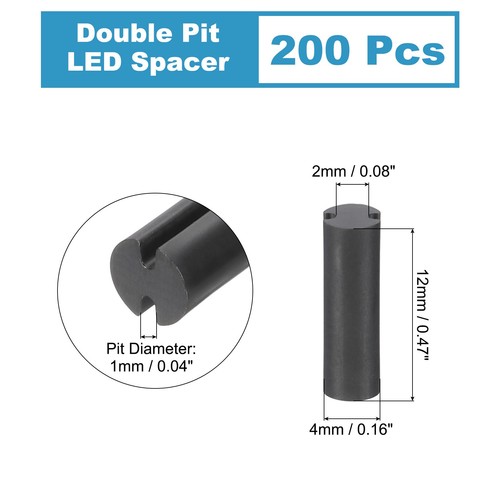 200 Piezas 4mm OD 12mm Altura Doble Pit Nylon LED Espaciador Soporte, Negro - Imagen 2 de 5