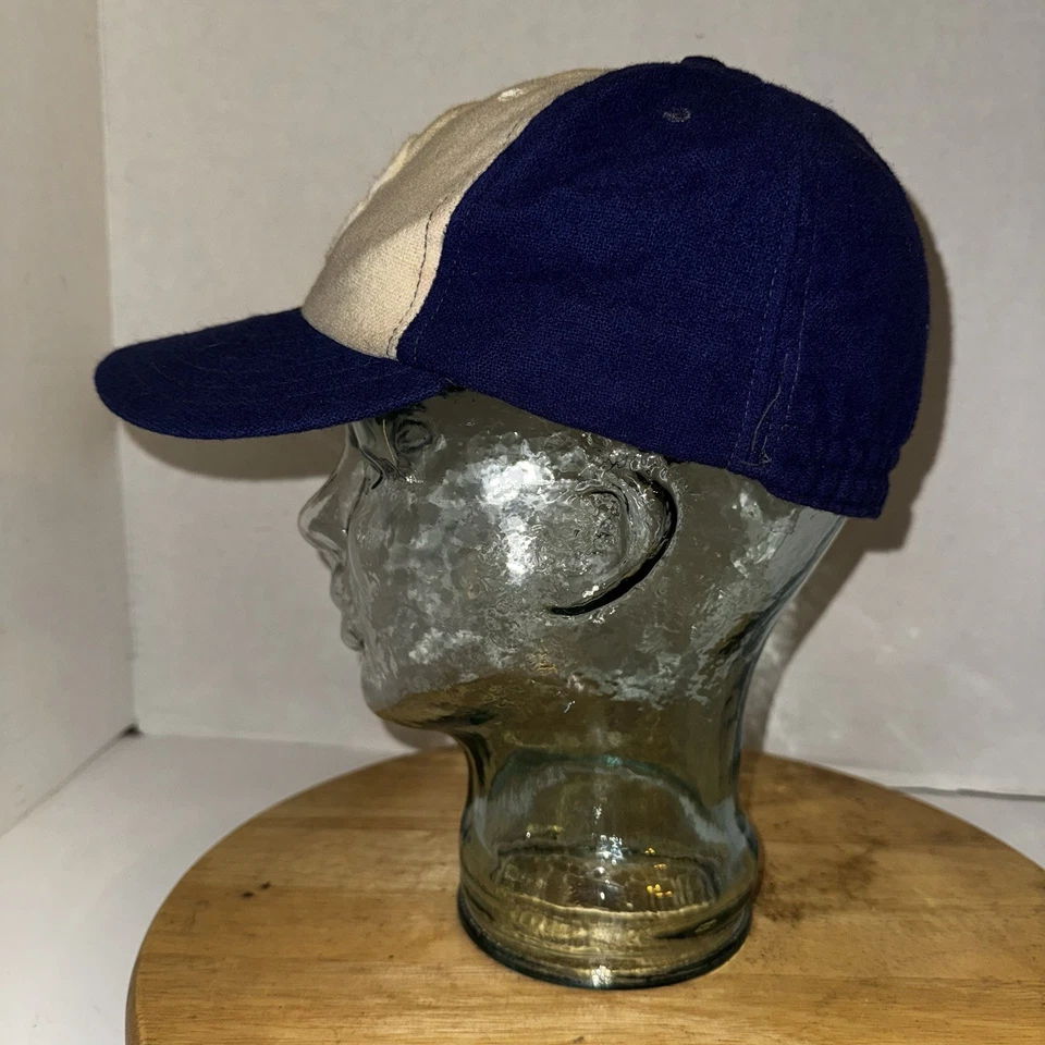 Vintage Atlanta Braves 70s 80s Cap Wool Blue Cream Elastic Back Green Brim - Image 4 of 4