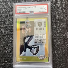 2018 Derek Carr Panini Contenders Optic Gold /10 Jersey Number Psa 10