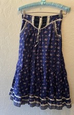 Gunne Sax Midi Skirt Jessica s Gunnies Prairie Blue Floral Festival Size 7