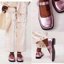 FREE PEOPLE Rumor Diamante Mary Jane Leather Shoed Size 9 Pink