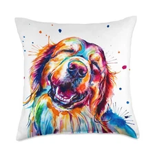 Smiling Golden Retriever Throw Pillow