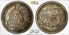 1876 P PCGS VF20 - Toned Silver Seated Quarter 25C US Coin #56186A