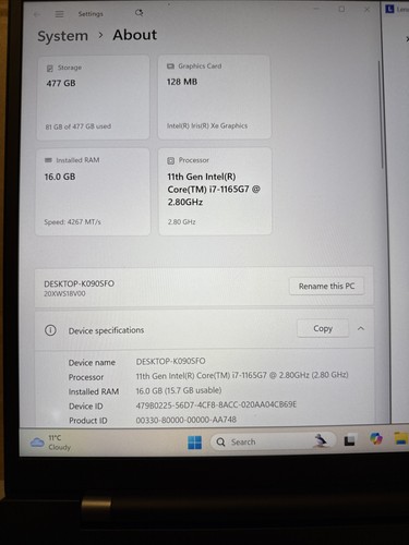 Thinkpad X1 Carbon Gen 9 - i7 - 16GB RAM - 512GB SSD - FHD - 8m Lenovo Warranty - Picture 14 of 17