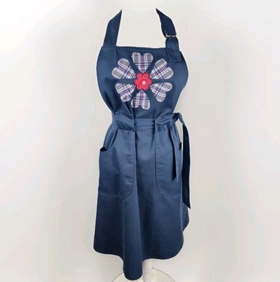 VTG 70s Apron Pinafore Dress Smock Wrap Dress Blue Heart Applique by JO-SY  ~S/M | eBay