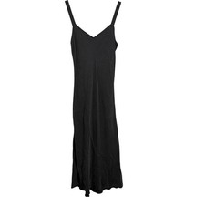 J.Crew Slip Midi Dress Size 0 Black Cupro Viscose V-Neck Adjustable Straps