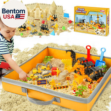 Sand Construction Kit with Big Foldable Sandbox and 2.2Lbs Magic Sand, Truck Toy
