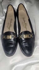 Salvatore Ferragamo Gancini Gold Logo Bit Expresso Brown Loafers Shoes 5.5