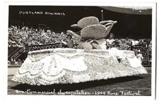 1949 Portland Rose Festival RPPC - Float by Kiwanis, Parade, 1940s Postcard