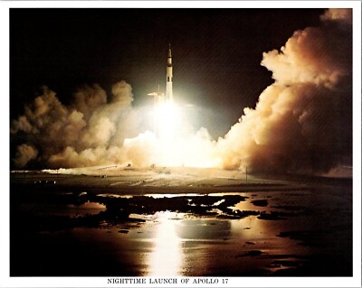 VINTAGE 1973 GIANT POSTCARD  SPACE NIGHTTIME LAUNCH OF APOLLO 17