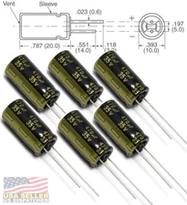 6x Panasonic FM 470uF 35v Low-ESR radial capacitors 5000 hrs @ 105C 10mm 10x20