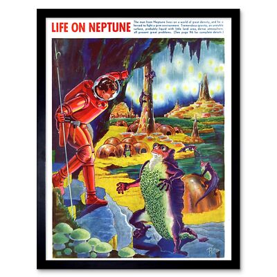 Magazine Cover Vintage Life Neptune Adventure Space Sci Fi 1940 Framed Print