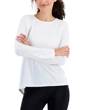 Ideology Bright White Active Perforated Tie-Back Long Sleeve T-Shirt Top Sz 2XL