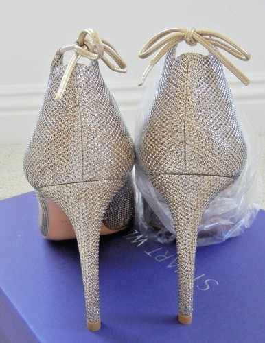 Stuart Weitzman New in Box Platinum Noir Peekabow Pumps Size M 8.5 WW25291 - Picture 3 of 9