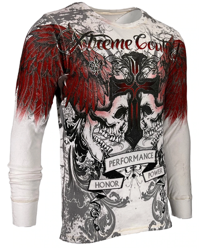 Camisa térmica para hombre Xtreme Couture by Affliction CARNÍVORO blanca calavera tatuaje - Imagen 5 de 8