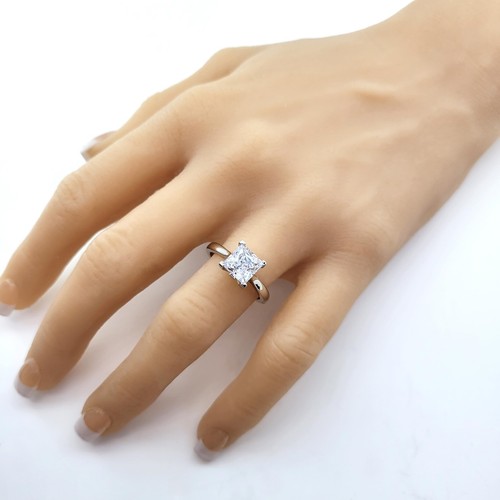 NANA-Princess Cut Solitaire Engagement ring Wedding Ring with Lucita Style - Picture 21 of 24