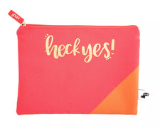 Pencil Pouch Case Flat Zip Top Heck Yes! Coral - Yoobi New
