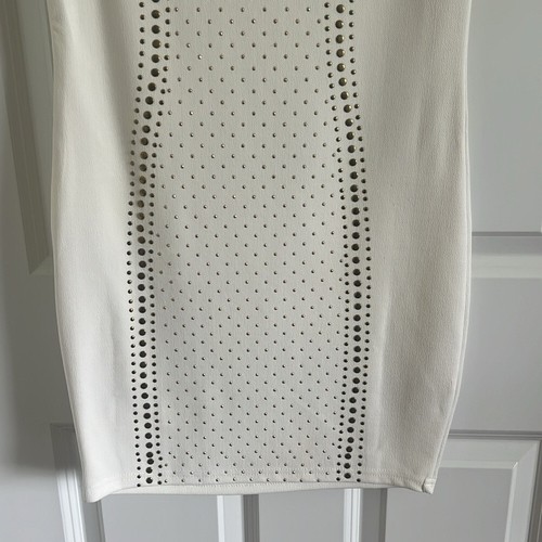 Miss Finch Sleeveless Dress WHITE WITH GOLD STUDDS MINI SZ Medium - Bild 3 von 9