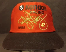NWOT Vtg 1995 M.M Red Kendall Racing Flat Brim Trucker Hat Cap