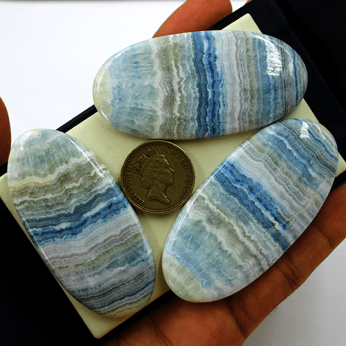 3 Pcs Sweden Natural Scheelite Top Grade 63mm-67mm Huge Oval Cabochon Gemstones - Picture 7 of 16