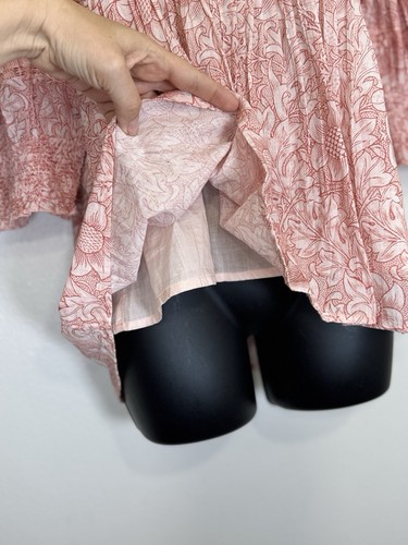 Sundance Catalog Peasant Top Boho Floral High Collar Blouse Pleated Cottage, S - Picture 7 of 9
