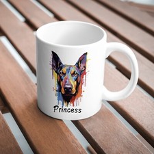 Colourful Doberman Pinscher Personalised Dog Mug, Perfect Gift Idea Comes Boxed.