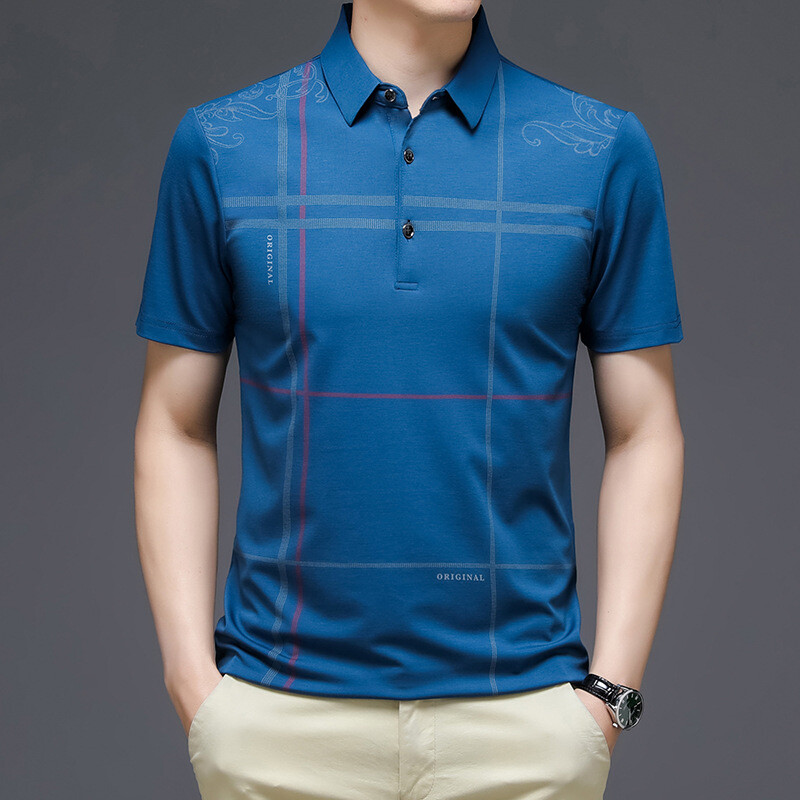 ★★EiDER★★ ICEDRY Icedry Vent Men's Short Sleeve Polo T-S Men's Casual Outdoor Polo Shirt Short Sleeve Stripe Print