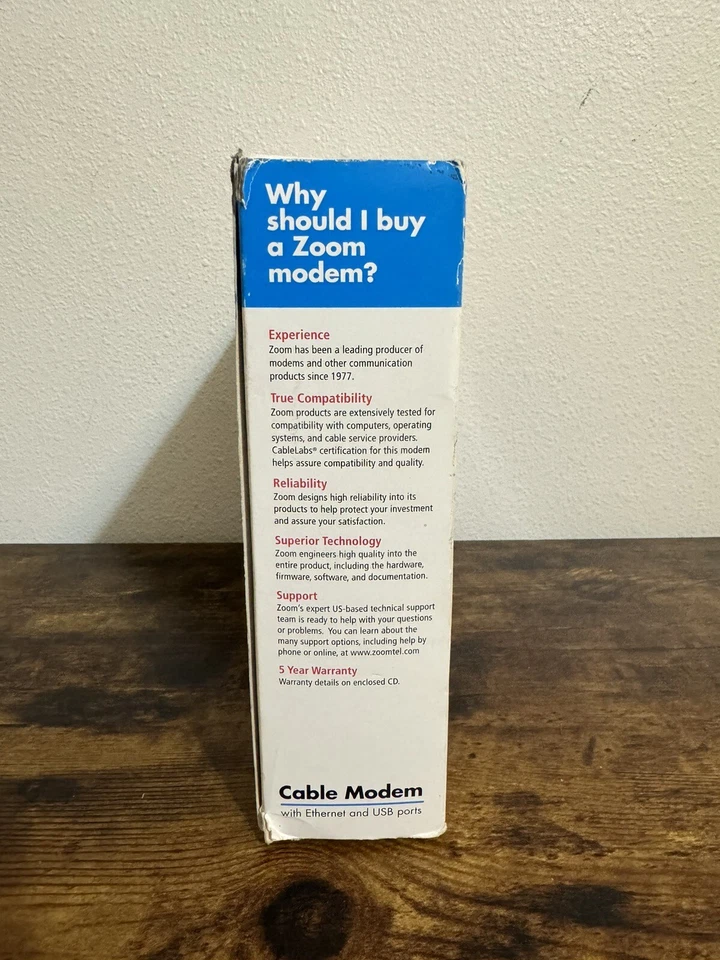 Zoom Cable Modem Ethernet/USB External Model 5241 Windows Mac Linus Unix NEW - Image 2 of 4