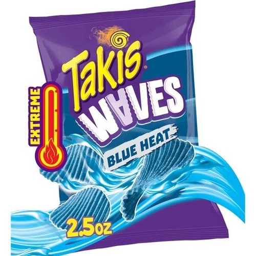 Bolsa Takis Blue Heat Waves 2,5 OZ, papas fritas onduladas de chile caliente