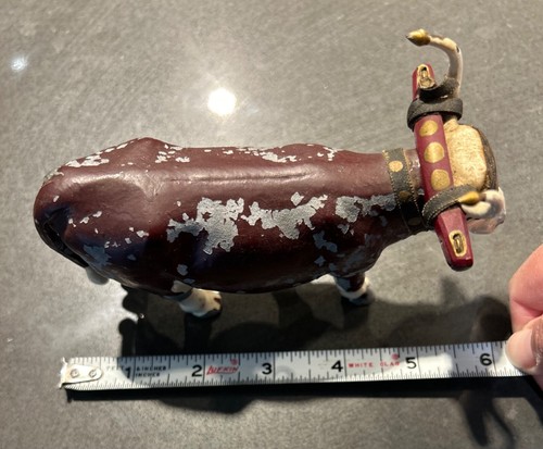 Vintage Very Heavy Single OXEN Figurine Unsigned Maud Lewis Style Nova Scotia - Picture 11 of 12