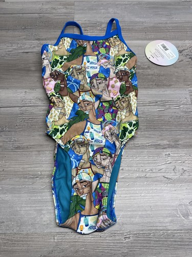 Sporti Girls Athletic Swimsuit Sz 24Y Thin Strap One Piece Mat Chavez Art Series - 第 1/6 張圖片