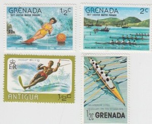 GRENADA & ANTIGUA 1975-77  Easter Water Parade Rowing Water Skiing Boat Race MNH