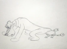'37 MICKEY MOUSE HAWAIIN  PLUTO dog crab WALT DISNEY ORIGINAL PRODUCTION DRAWING