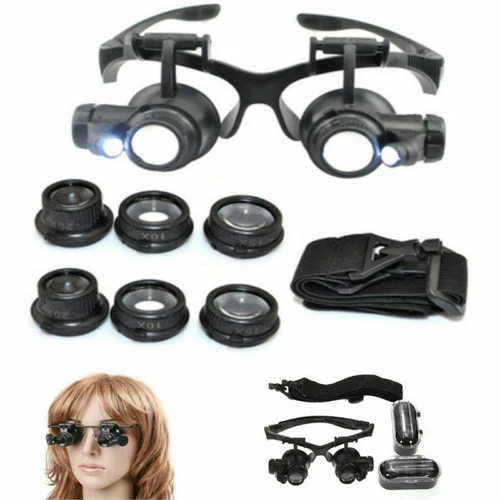 MAGNIFYING LENS GLASSES 25 X PRECISION EYEPIECES 4 LENSES LED LIGHTS 9892G