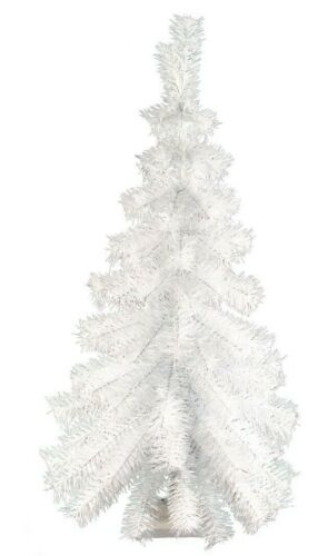 3FT White Hanging Wall Christmas Tree Classic White Tinsel Tree Lays Flat - 36'' - Picture 1 of 11