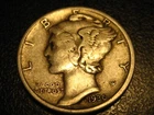 1936-D 90 % Silver Mercury Head Dime XF #2