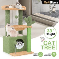 33.5" Cactus Cat Tree Scratching Post Tower Kitten Activity Center Bed Furniture