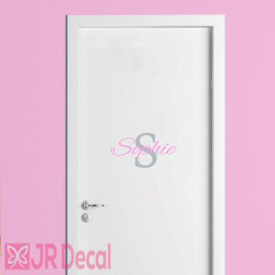 Mädchen personalisierter Namensaufkleber mit Monogramm, individuelle Namensaufkleber für Wand