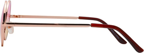 ONE PAIR OF ROUND SUNGLASSES PINK-YELLOW COLORED LENS 43mm TINTED METAL FRAME - Picture 4 of 8