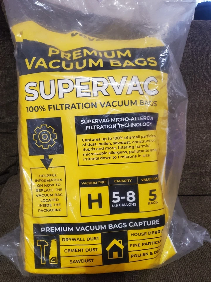New Supervac Premium Vacuum Bags 100% Filtration Vacuum 5-8g Contains 20 Bags - Image 2 of 2