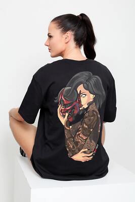 Unisex ONI MASK T-Shirt Short Sleeve Basic Tee Casual Sport Top 