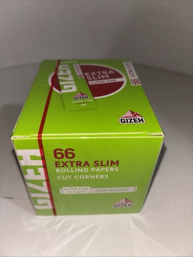 Cartine GIZEH Green Extra Slim SUPER FINE 50 Paquets 66 Feuille Courte Neuf X50 - Foto 2 di 4