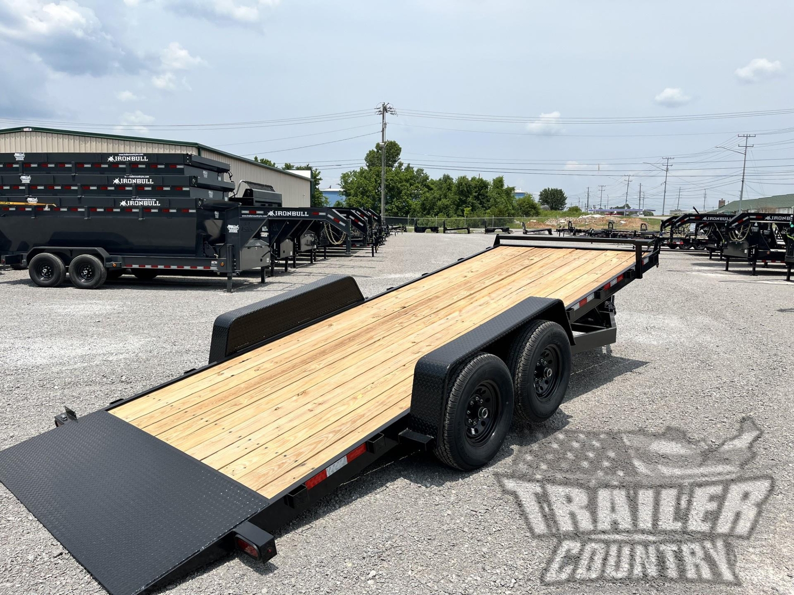 NEW 2027 7 X 20 14K FLATBED Wood Deck Power Tilt Equipment Car Hauler Trailer