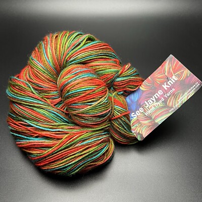 See Jayne Knit Hand Dyed Yarns Superwash Merino Wool Blend - Apple of My Sky NWT