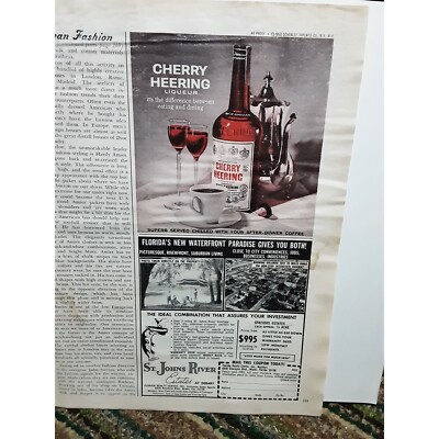 Vintage 1965 Cherry Heering Liqueur Original Ad empherma