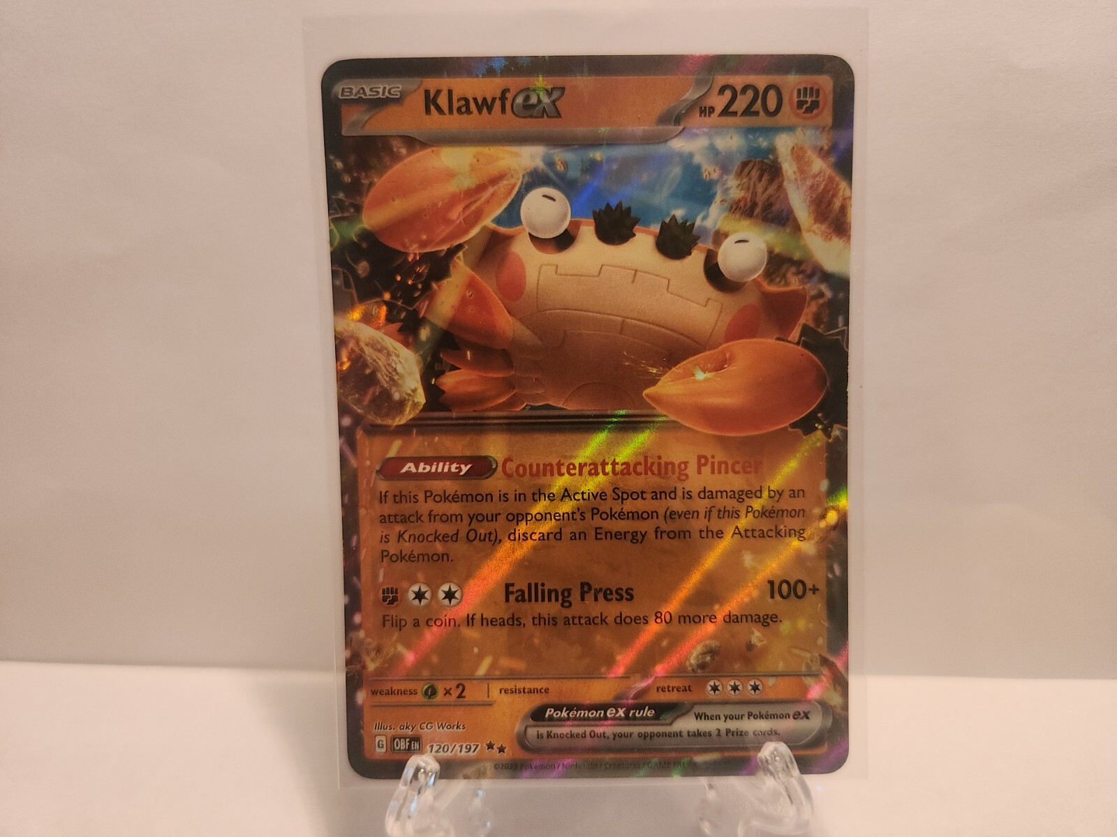 Pokémon TCG: Klawf ex SV03: Obsidian Flames 120/197 Holo Double Rare *NM*
